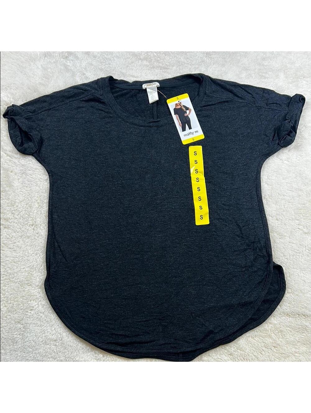 Matty M Women’s Gray Short Sleeve Blouse Size Small NWT Casual Top